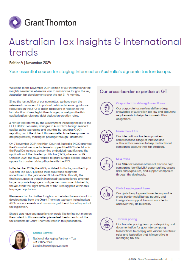 Australian Tax insights and international trends